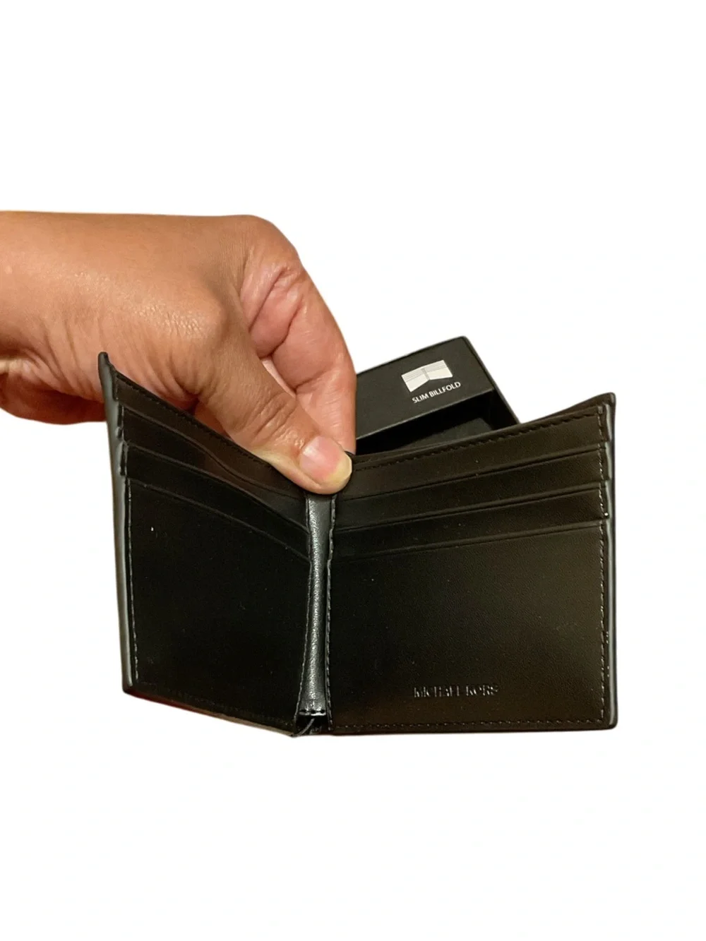 Michael Kors Black and Tan Slim Bifold Card Holder Wallet NWT